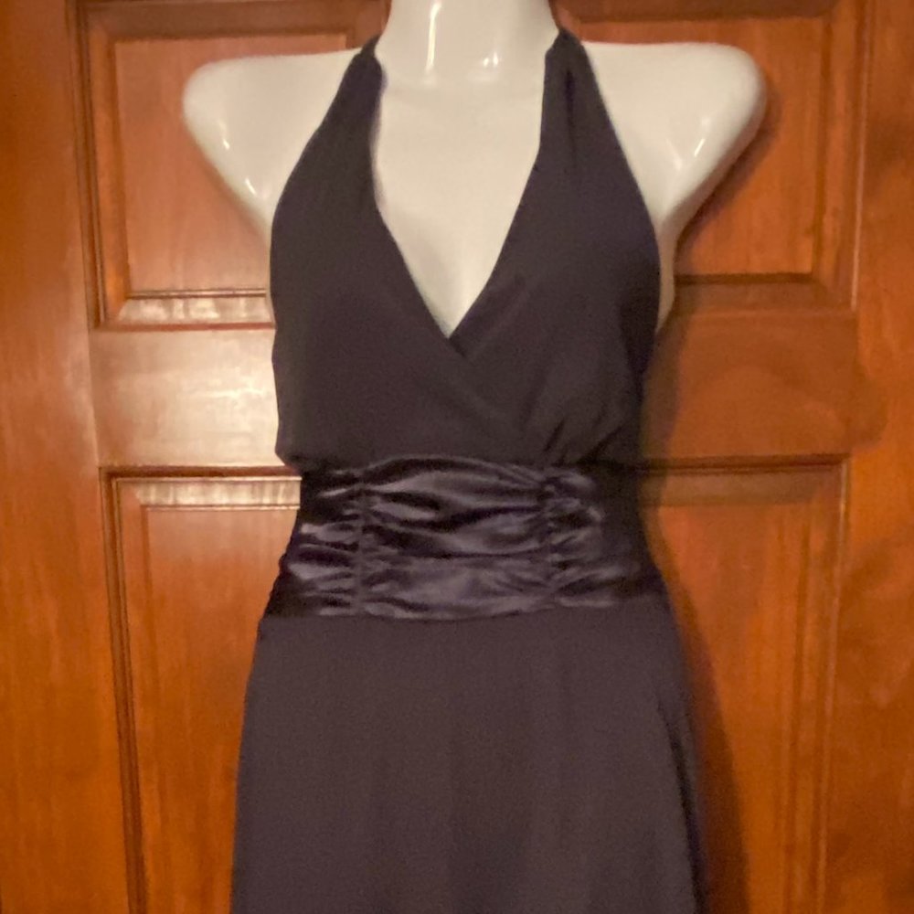 Connected Apparel Grey Halter Cocktail Dress